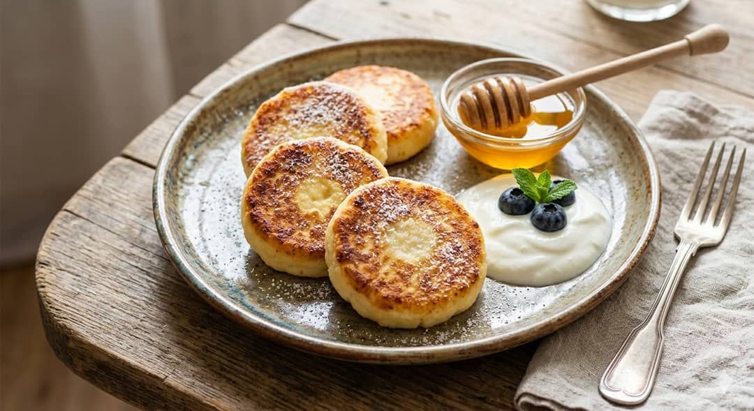 Syrniki tiernos de requesón y ricotta